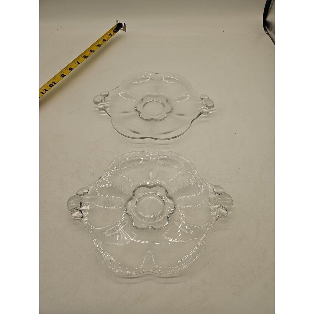 Duncan & Miller Canterbury Handled Sandwich Plate / Platter Clear Glass 11" X‎ 2